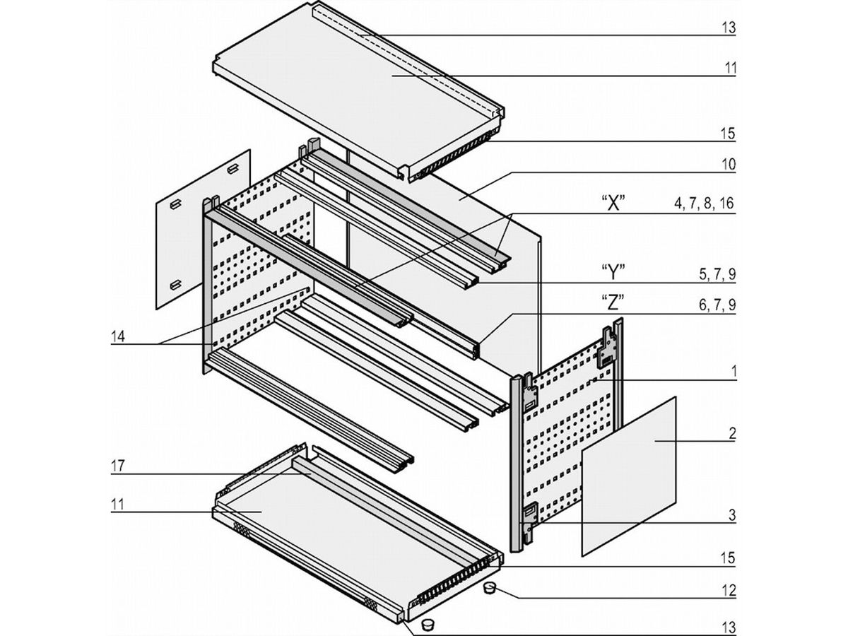 SCHROFF RatiopacPRO AIR Mallette complète, de bureau, blindage rétrofitable, garniture frontale, 6/7 U, 84 CV, 315 mm