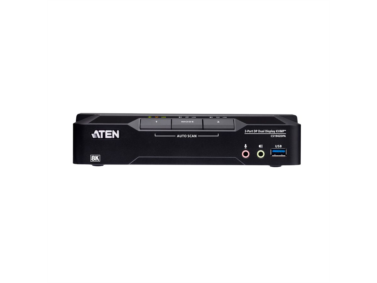 ATEN CS1942DPA Commutateur KVMP 2 ports USB 3.0 8K DisplayPort, double écran