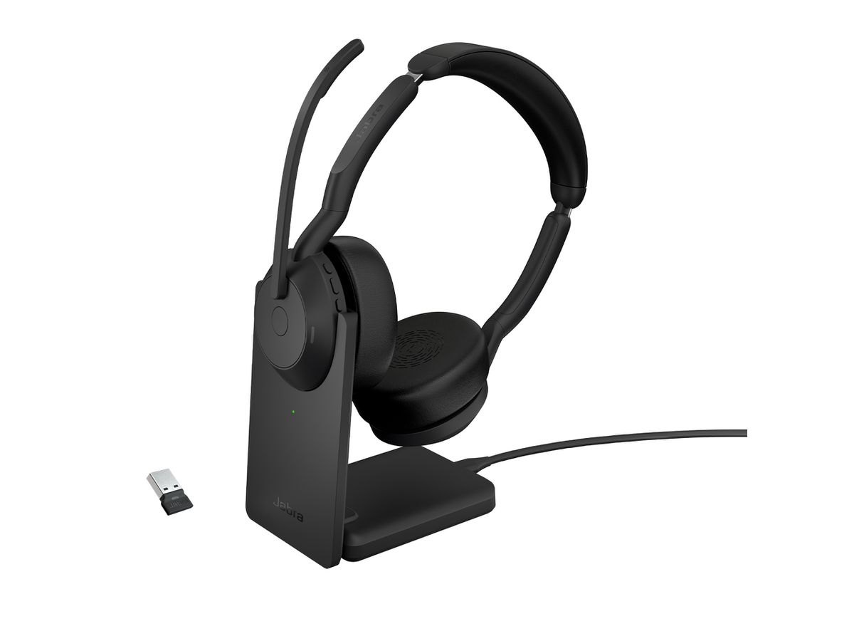 Jabra Evolve2 55 Casque Avec fil &sans fil Arceau Bureau/Centre d'appels Bluetooth Socle de chargement Noir