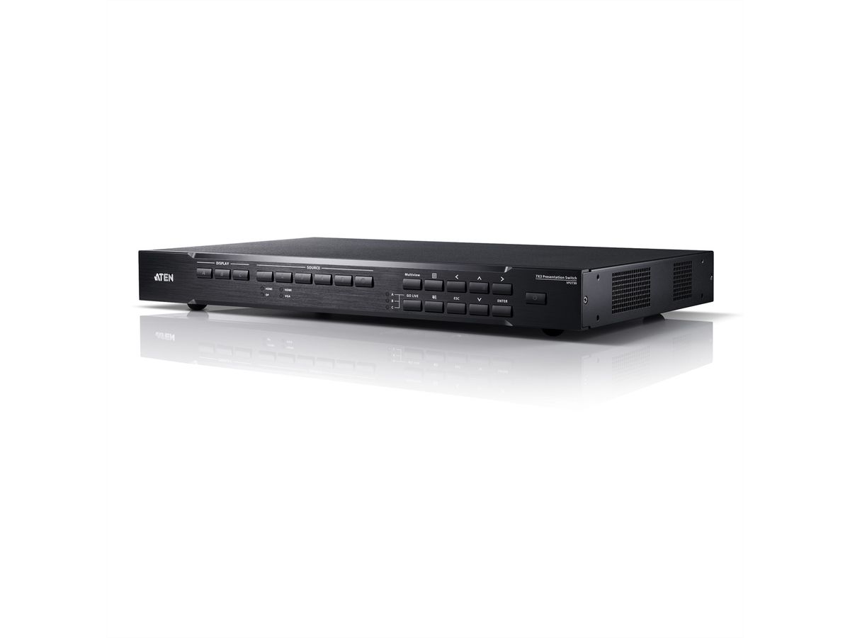 ATEN VP2730 7 x 3 Commutateur matriciel transparent de présentation avec ajusteur, diffusion, mélangeur audio et HDBaseT