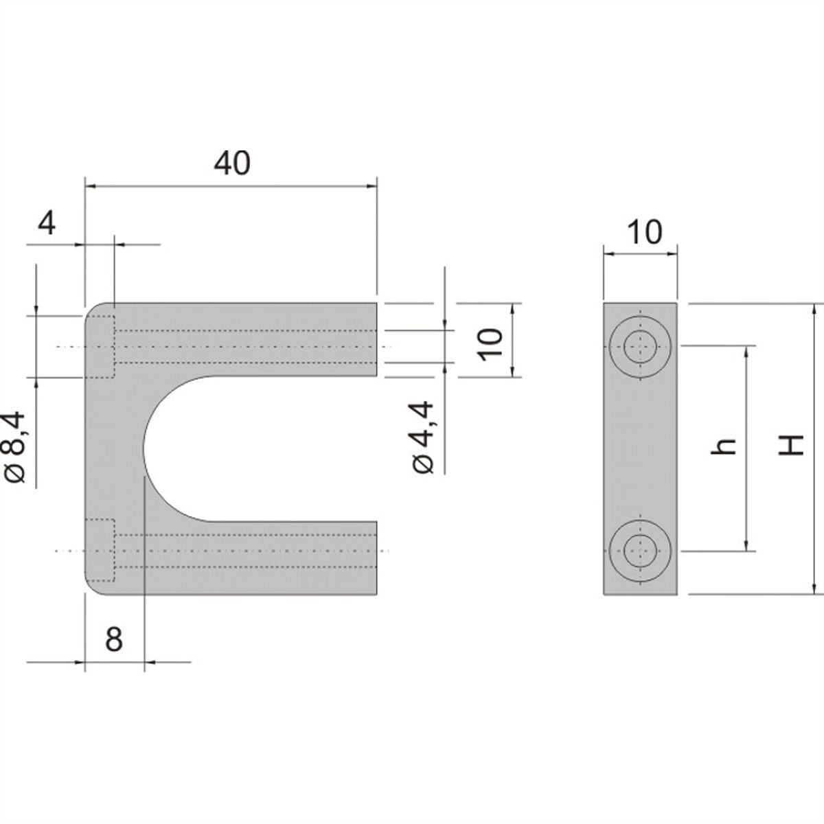 SCHROFF MultipacPRO Poignée avant, en une pièce, largeur 10 mm, 1 U