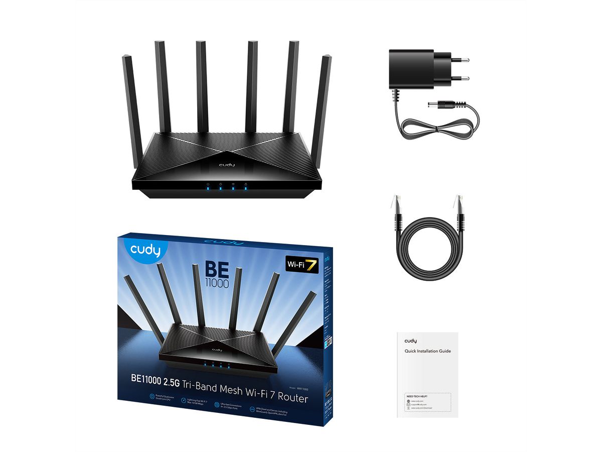 CUDY WR11000 BE11000 Routeur mesh Wi-Fi 7 tri-bande 2,5G