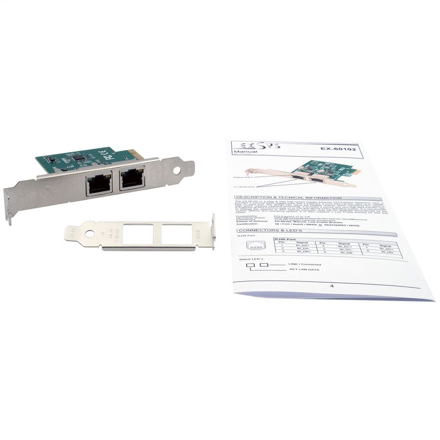 EXSYS EX-60102 Carte PCIe 2 ports Gigabit