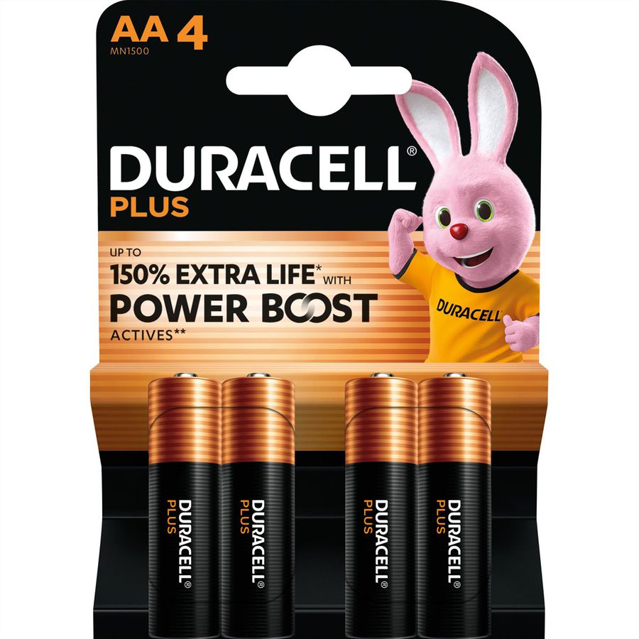 DURACELL Alcaline Plus, AA (LR6), pack de 4
