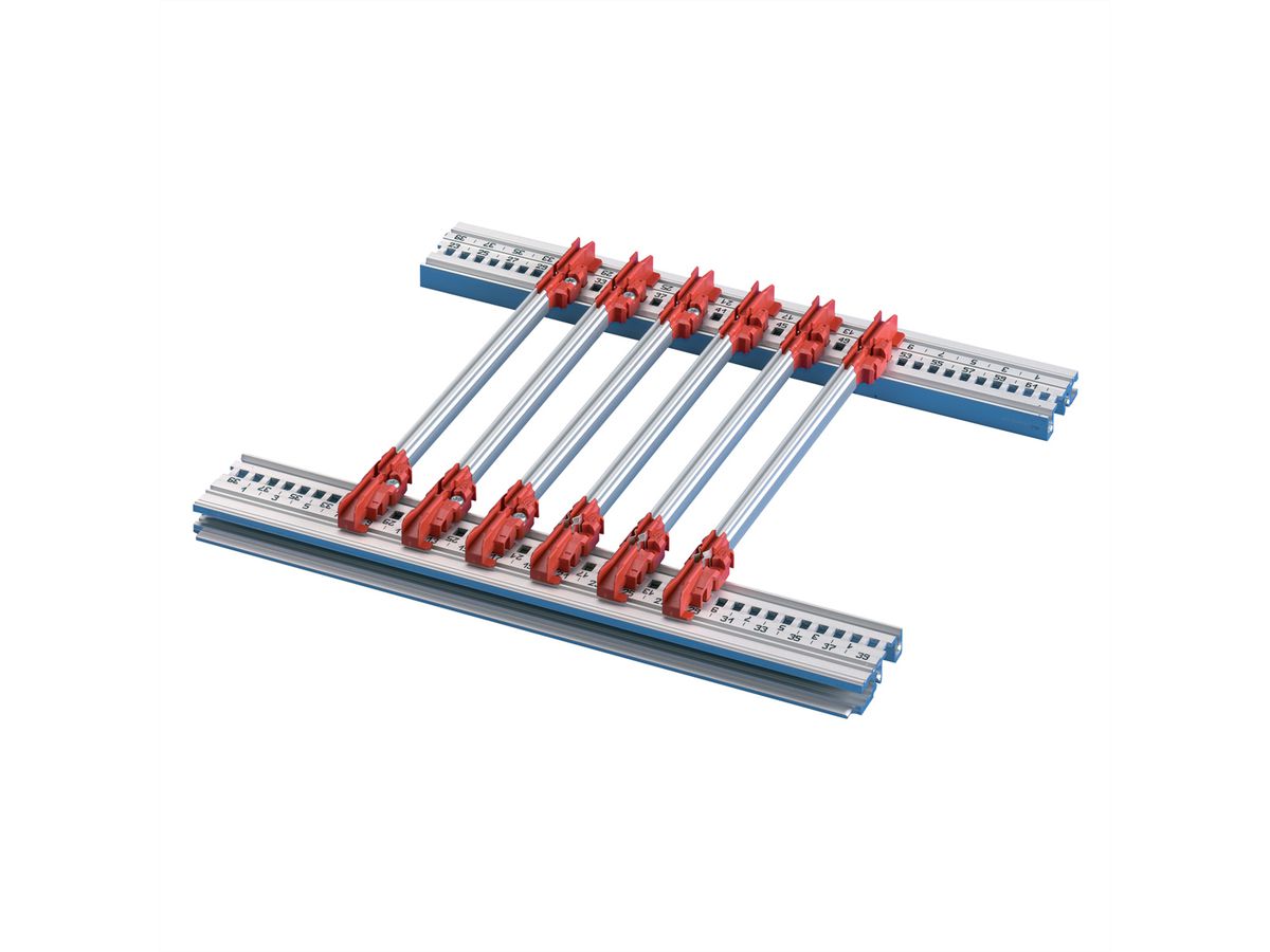 Rail de guidage SCHROFF type standard, PC, 280 mm, 2 mm de largeur de rainure, multi-pièces, rouge/argent, 10 pièces