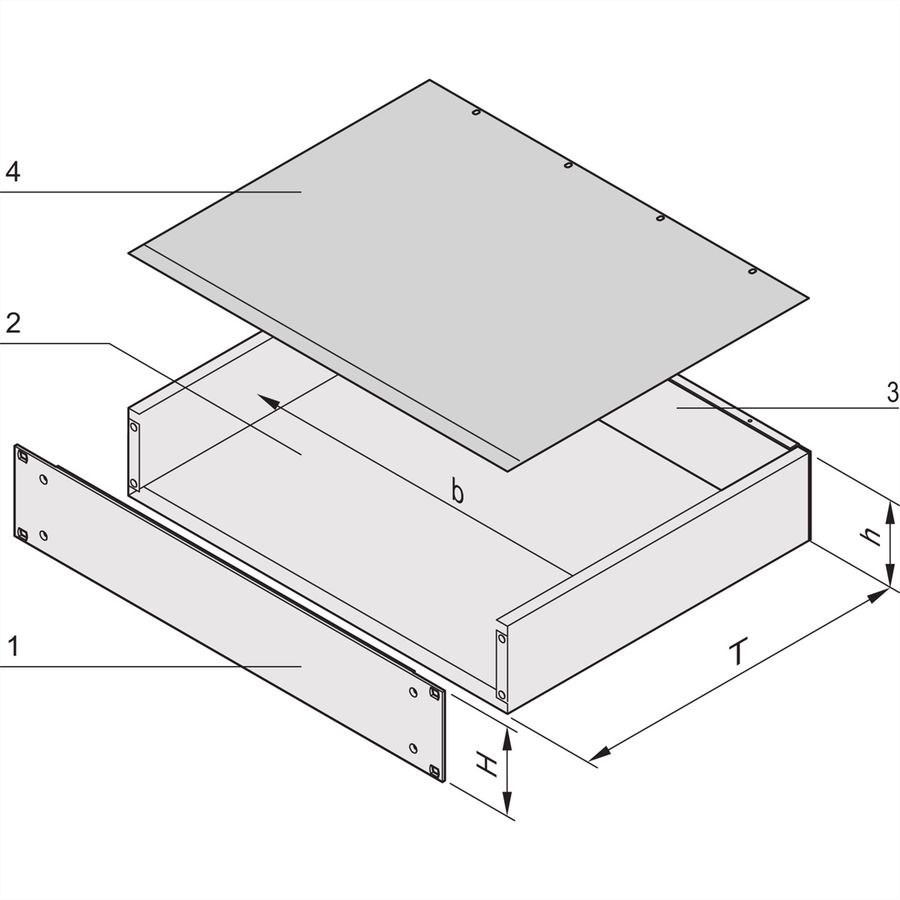 SCHROFF MultipacPRO 19" Châssis, acier, AlZn, partie supérieure et inférieure lisse, 2 U, 280 mm