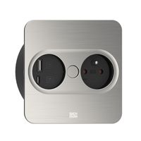 BACHMANN TWIST 2 1xUTE 1xUSB A/C 22W 2,0m AEH aspect inox carré, Mesure p.Sd.3m H05VV-F 3G4 CEE16A LAN