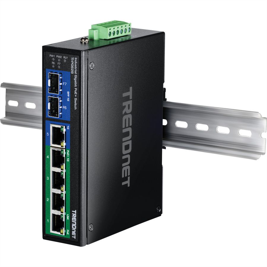 TRENDnet TI-PG62B Switch Rail DIN PoE+ Gigabit industriel à 7 ports