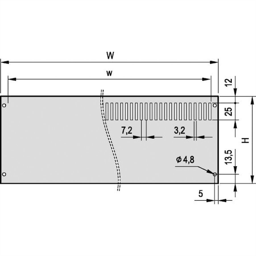 SCHROFF PropacPRO Panneau arrière, pleine largeur, non blindé, sans perforation, 3 U, 42 CV
