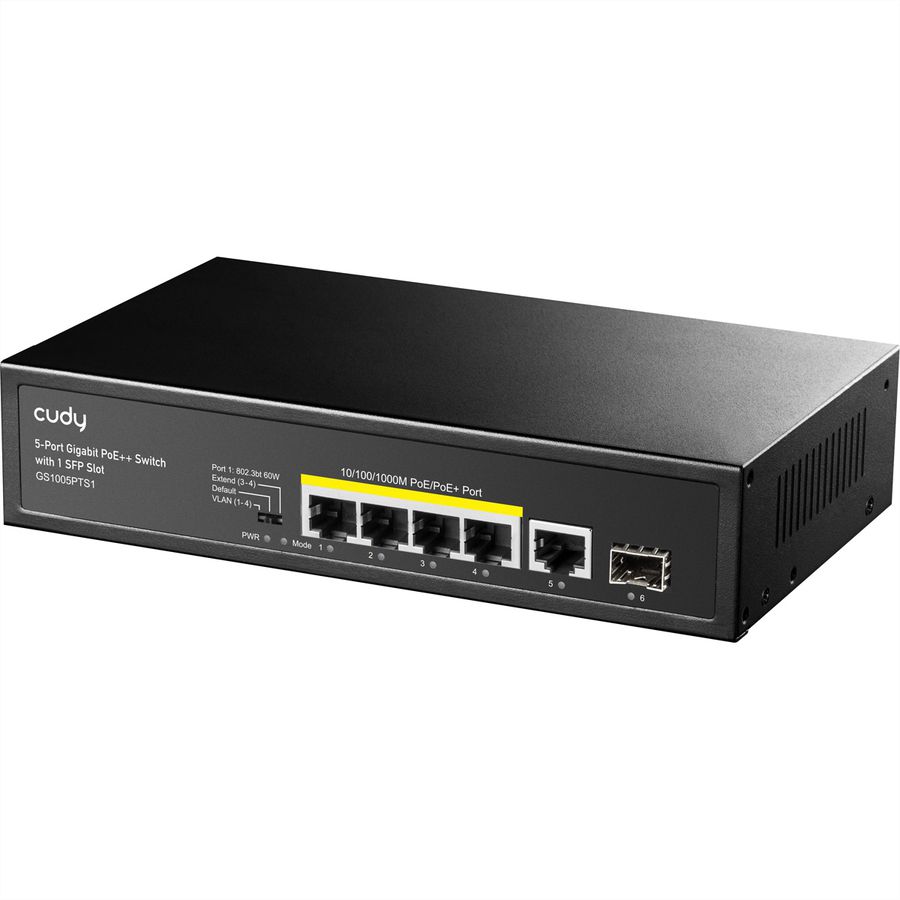 CUDY GS1005PTS Switch 5 ports Gigabit PoE+, 1x SFP 120W