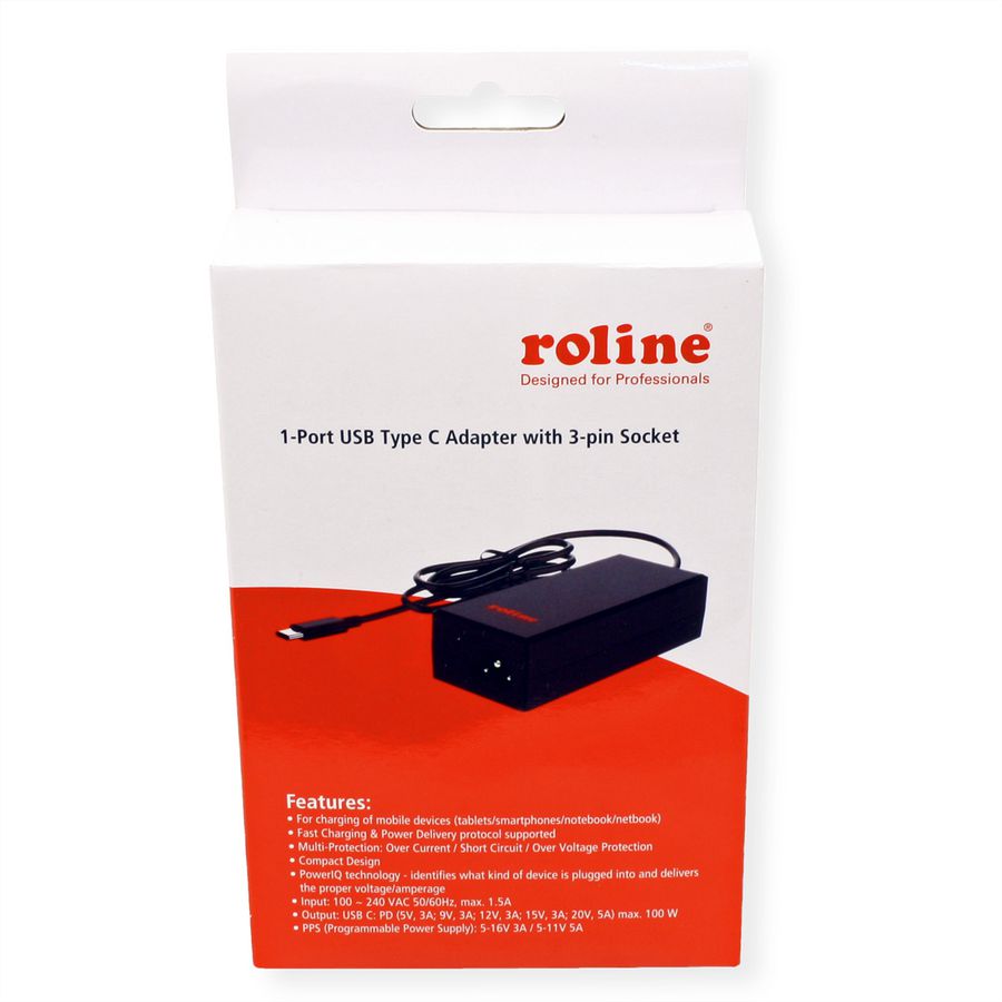 ROLINE Chargeur USB avec prise C5/C6, 1x USB-C, 100 W