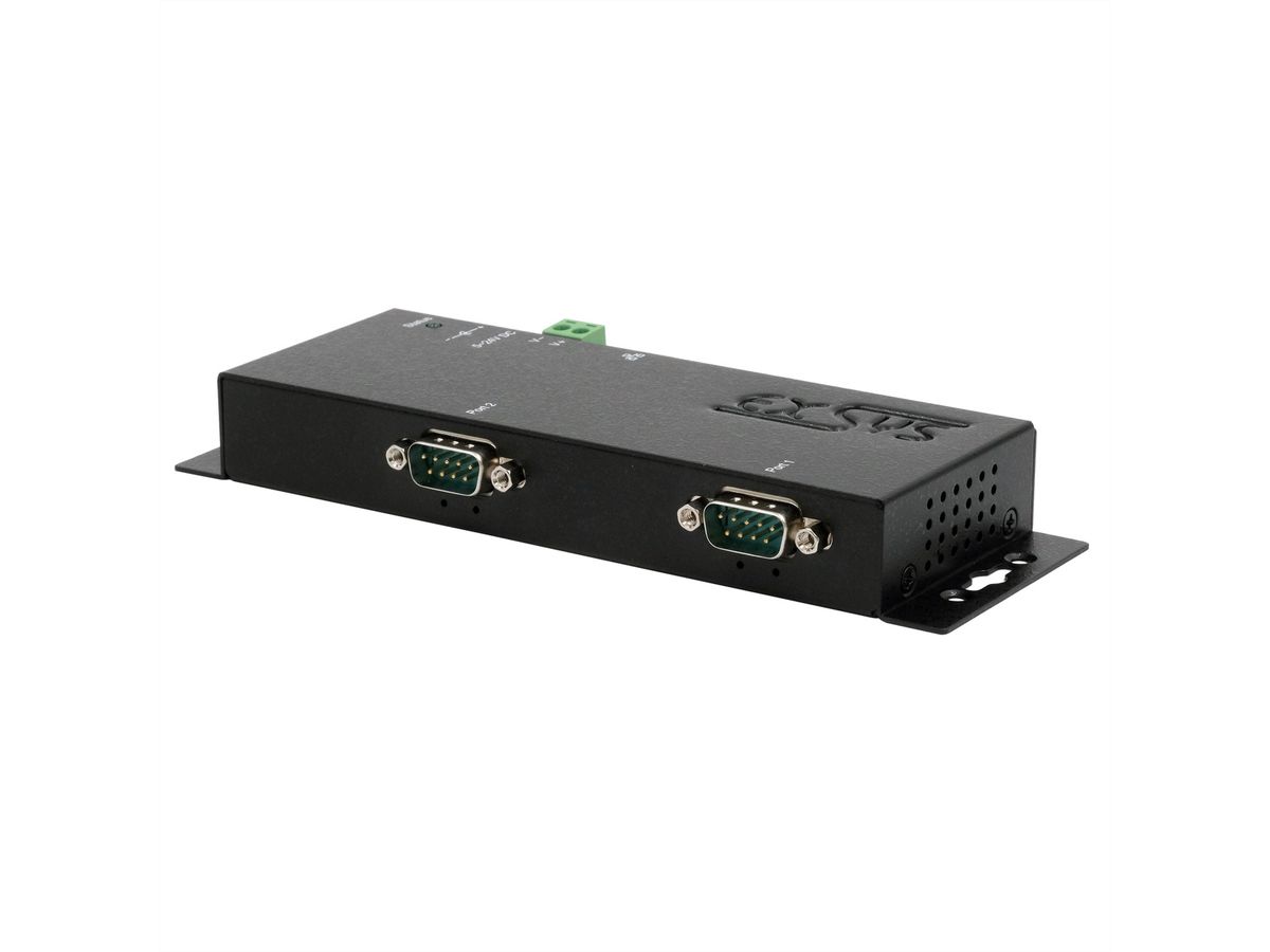 EXSYS EX-6122-2PoE Ethernet vers 2x RS-232/422/485 PoE avec connecteur 9 broches, avec logiciel Virtual Com