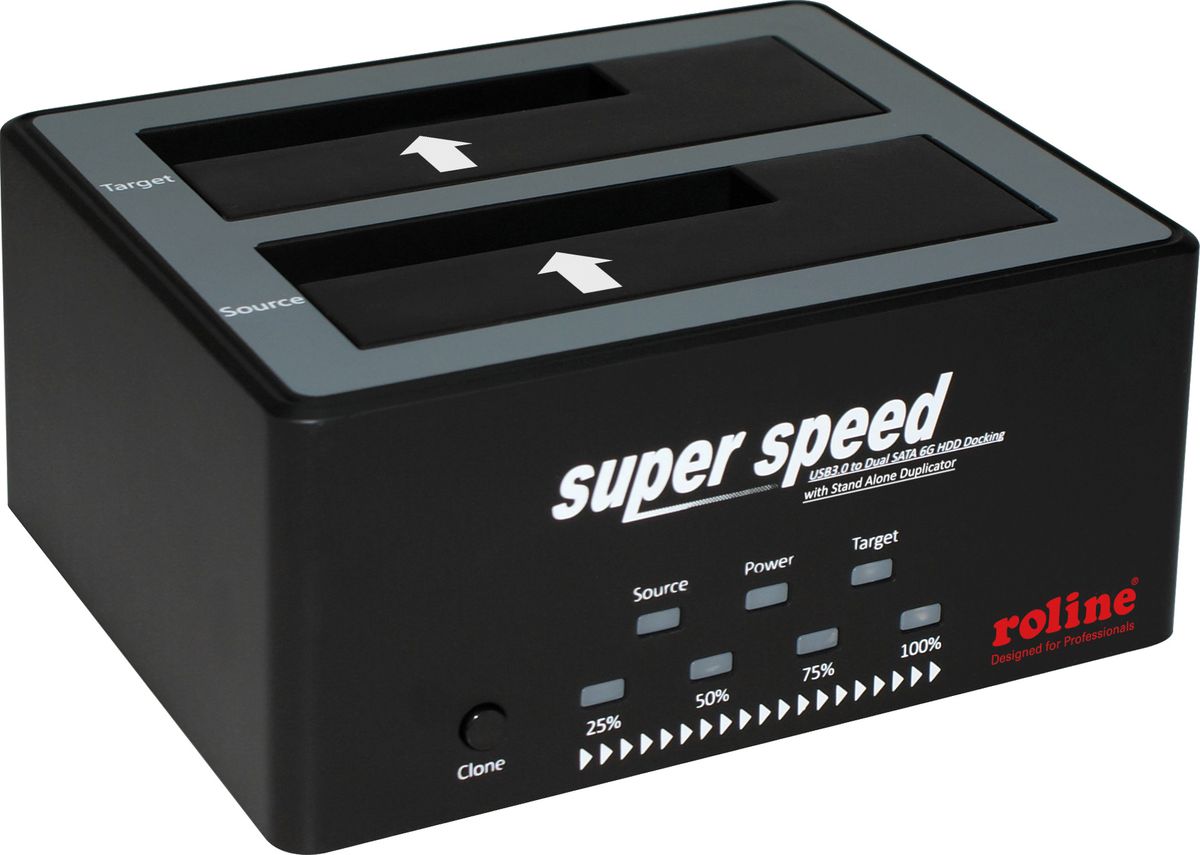 ROLINE Station d'accueil HDD/SSD 2.5" / 3.5" SATA, USB 3.2 Gen 1, fonction Copie