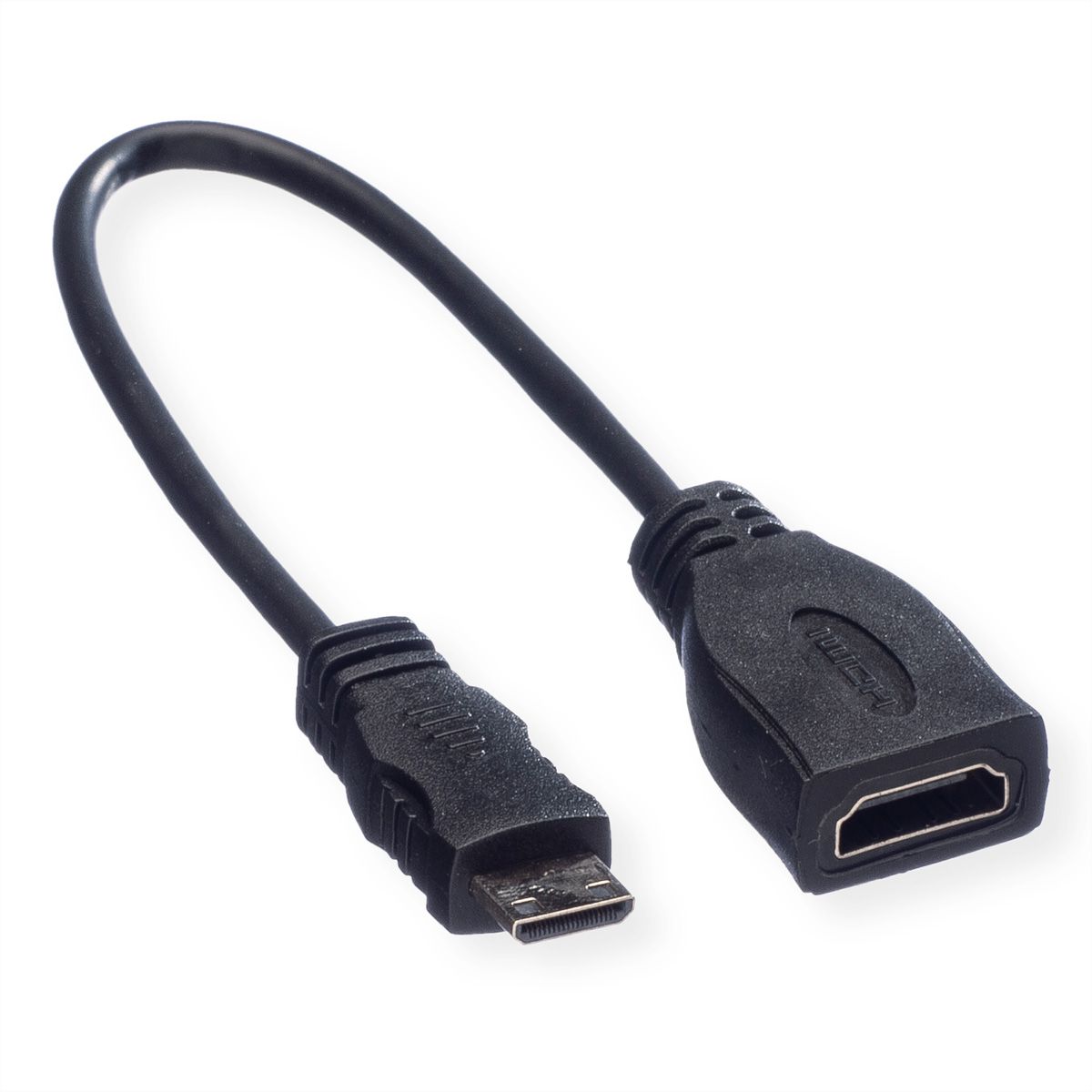 ROLINE Câble HDMI High Speed avec Ethernet, HDMI F - Mini HDMI M, 0,15 m
