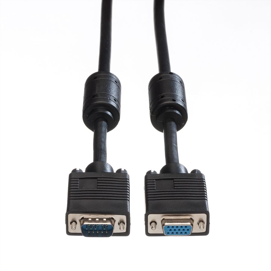 ROLINE SVGA HD15 M/HD15 F avec noyaux de ferrite, 2 m