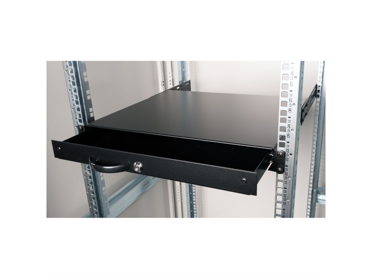 ROLINE 19" Tiroir pour clavier 1U, 400P verrouillable noir