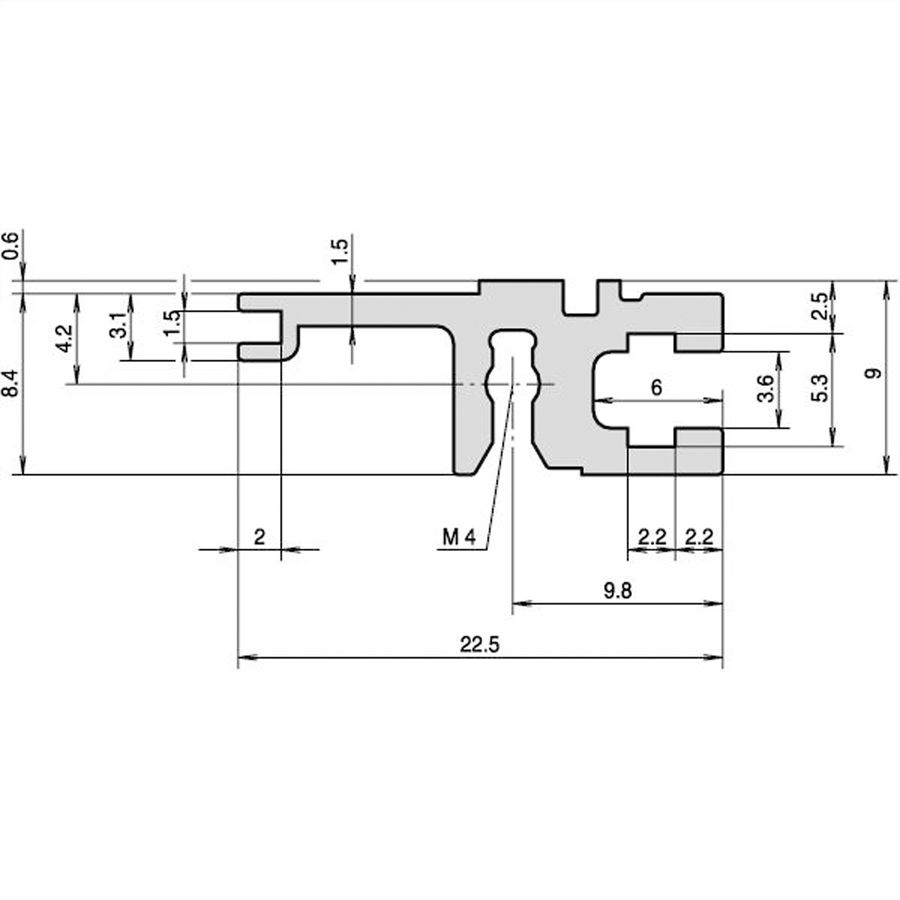 Rail horizontal SCHROFF, arrière, type L-ST, léger, standard, 20 CV