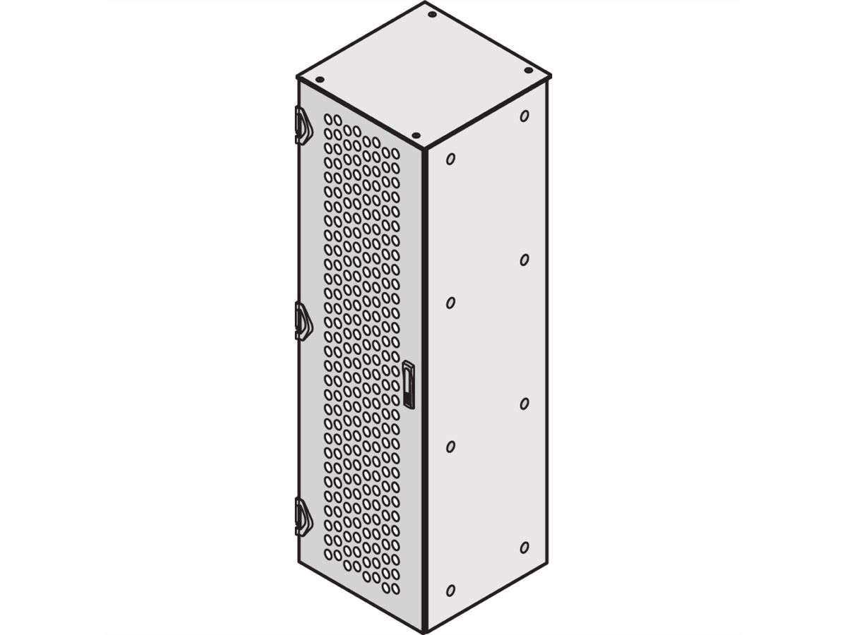 SCHROFF Porte 2450H 600L perforée fermeture 3 points RAL7035