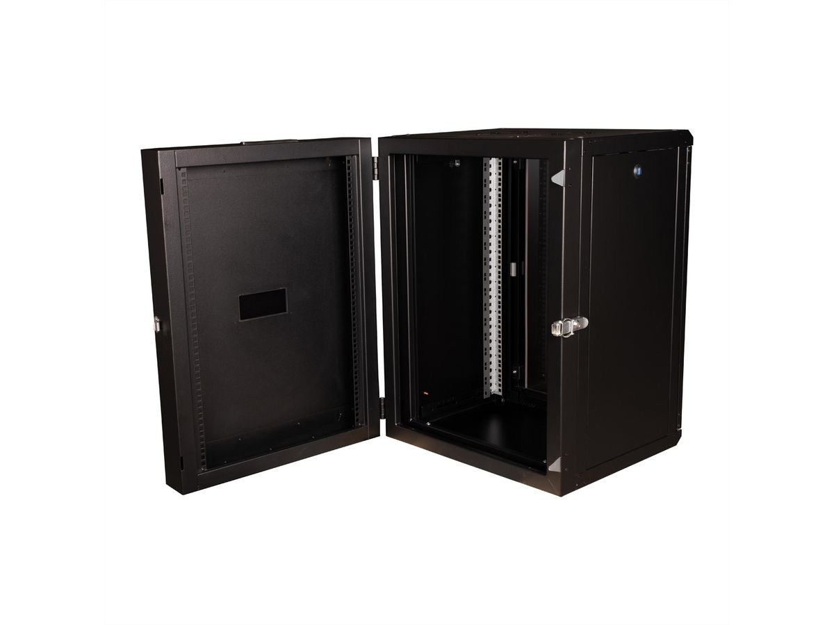 ROLINE 19" Boîtier mural Pro 16U, 600x600 LxP pivotant en 2 parties noir