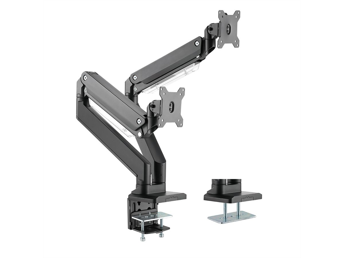 ROLINE Support double LCD à gaz, 5 axes de rotation, , max. 15 kg, jusqu'à 35 pouces