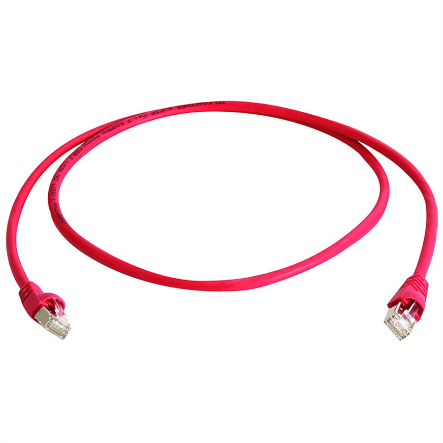 TELEGÄRTNER Cordon S/FTP Cat.6A 10/100/1000BT , croisé, rouge, 2 m