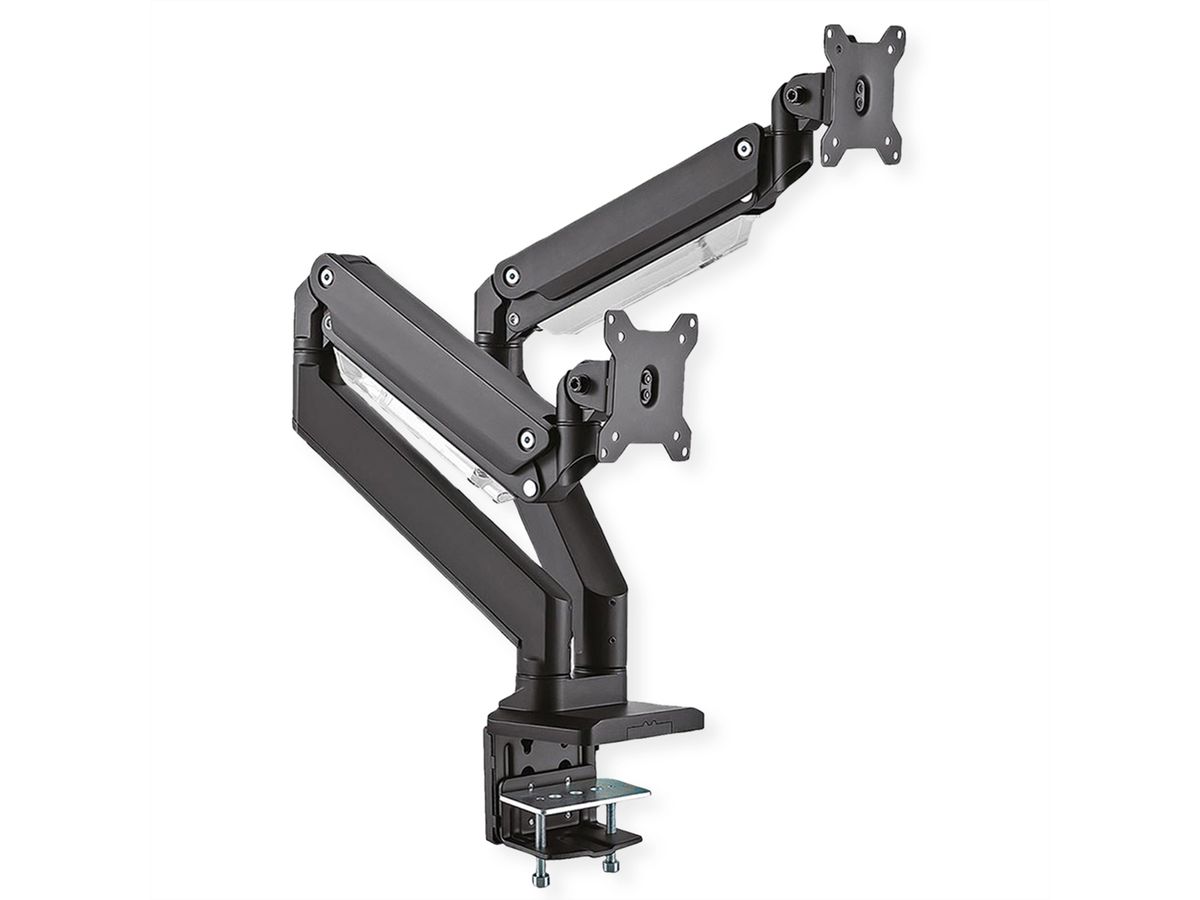 ROLINE Support double LCD à gaz, 5 axes de rotation, , max. 15 kg, jusqu'à 35 pouces