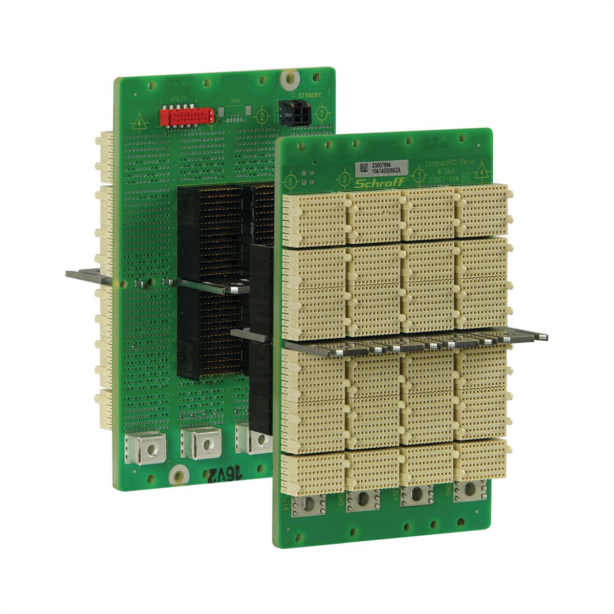 Carte-mère série CPCI SCHROFF, 3 U, 4 slots, System Slot Right, Full-Mesh, avec RIO