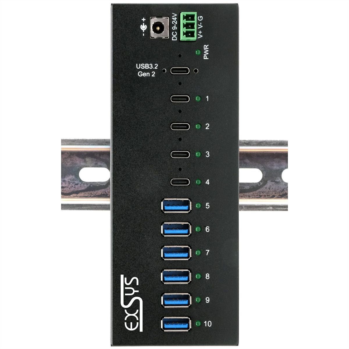 EXSYS EX-12280HMS HUB métallique 10 ports USB 3.2 Gen 2, 4x USB-C et 6x USB-A