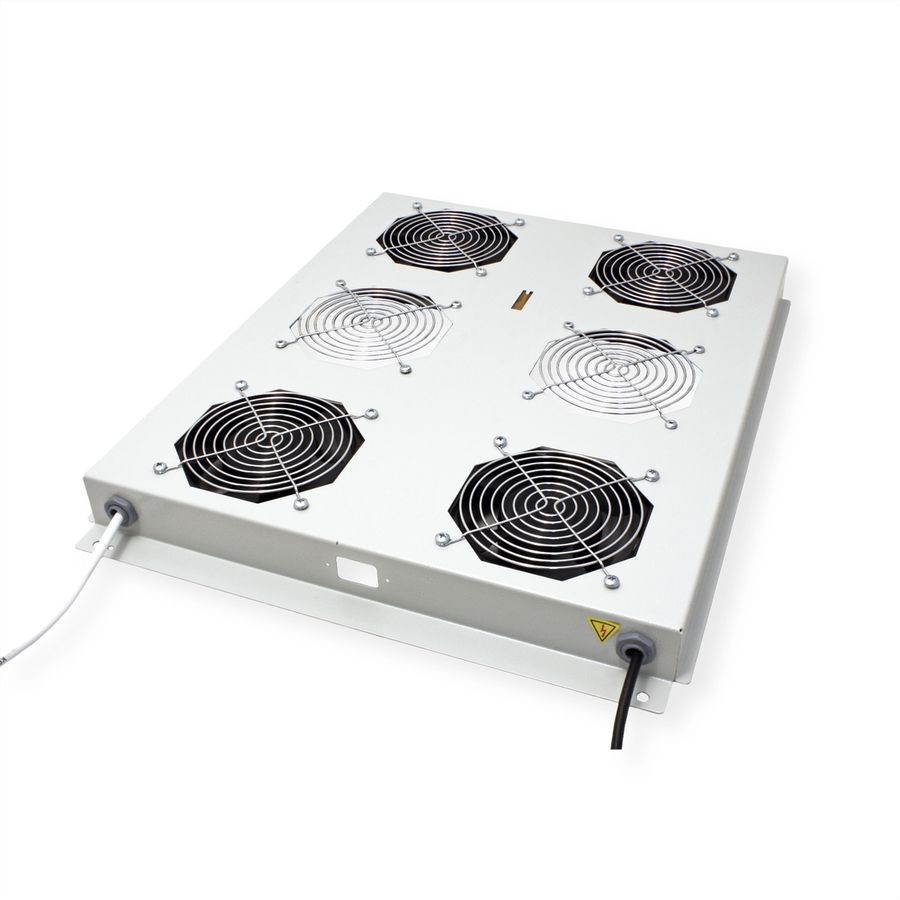 ROLINE 19" Unité de ventilation de toit, 4 ventilateurs, Thermostat pour baie serveur, grise