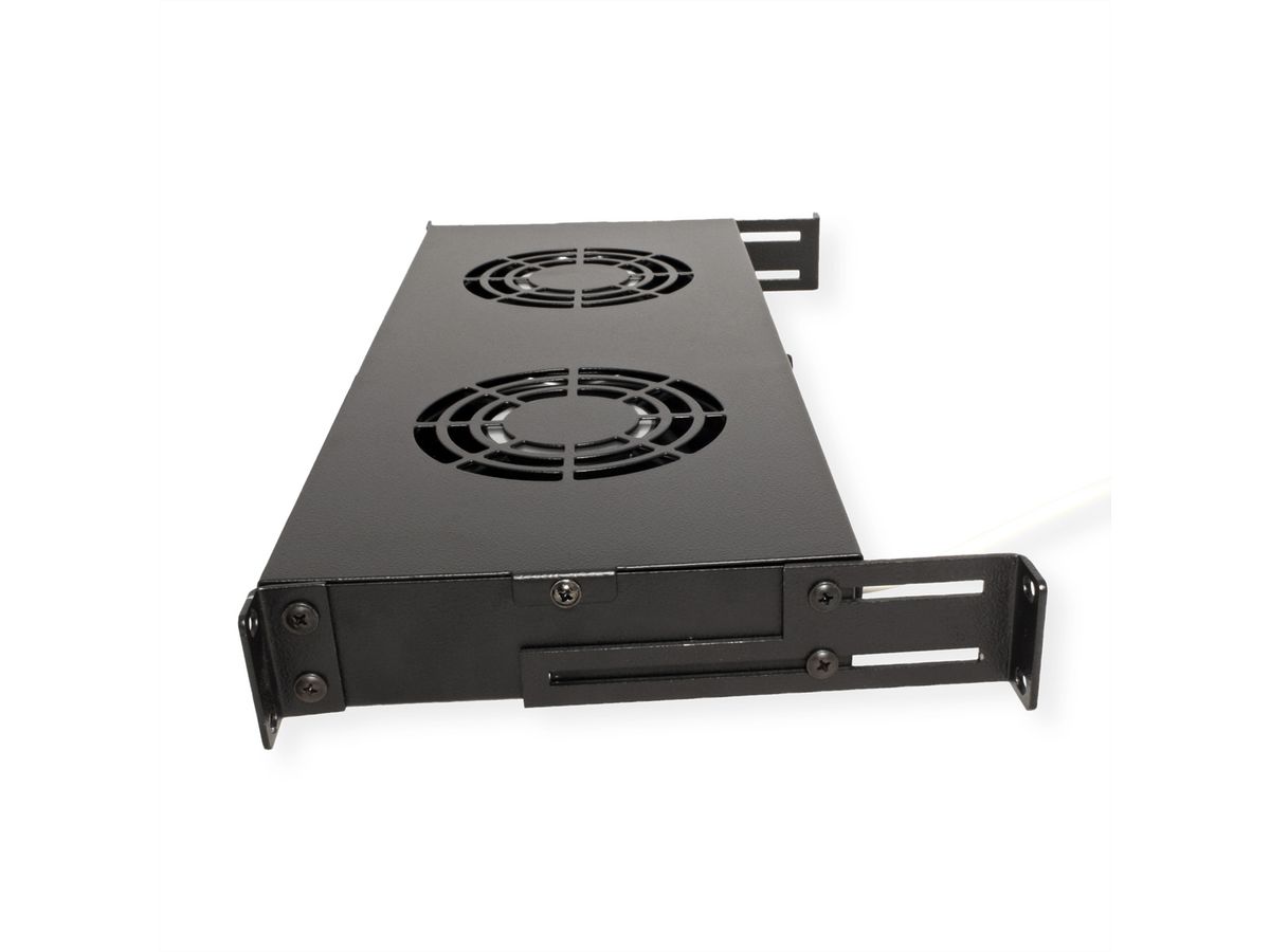 ROLINE 19" Unité de ventilation, 2 ventilateurs, thermostat, noire