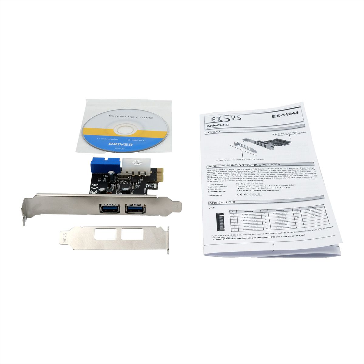 EXSYS EX-11049 Carte PCIe 2+2 ports USB 3.2 Gen 1