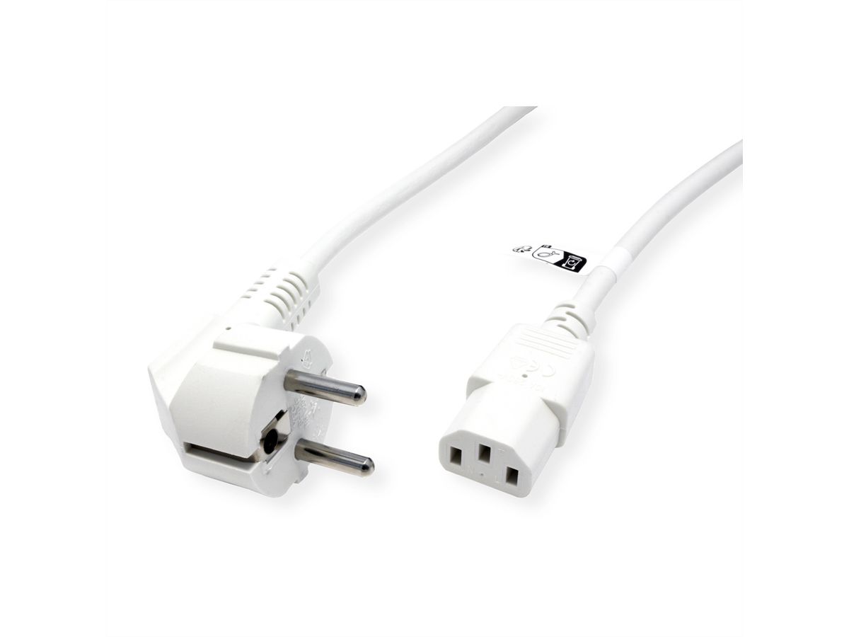 ROLINE GREEN Câble d'alimentation IEC droit, blanc, 3 m