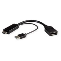 ROLINE Adaptateur HDMI - DisplayPort, v1.2, 4K, HDMI M - DP F, Actif