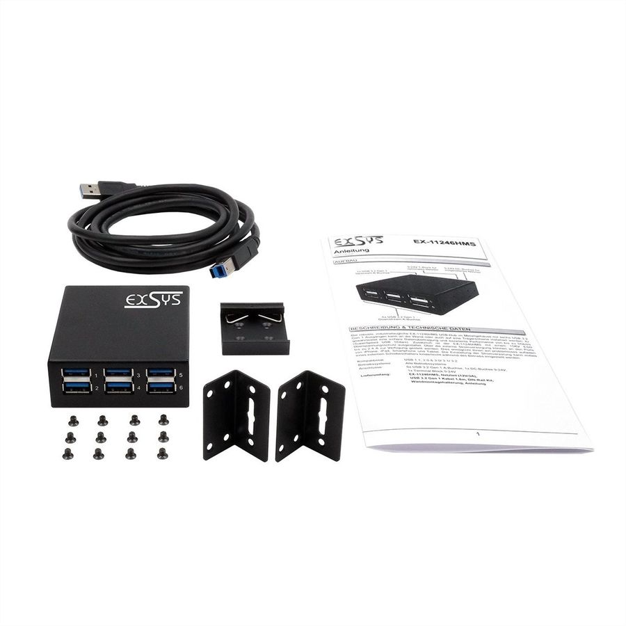 EXSYS EX-11246HMS Hub métallique USB 3.2 Gen 1 à 6 ports