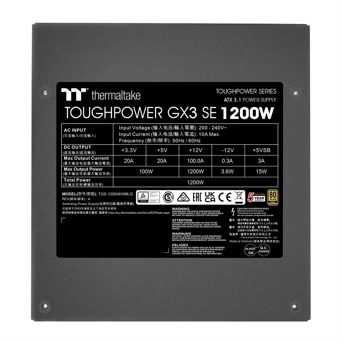 Thermaltake Toughpower GX3 SE 1200W, Bloc d'alimentation