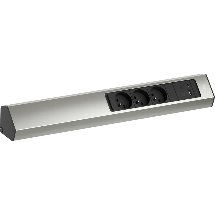 BACHMANN CASIA 2 3xUTE 1xUSB A/C 22W 2,0m AEH aspect inox