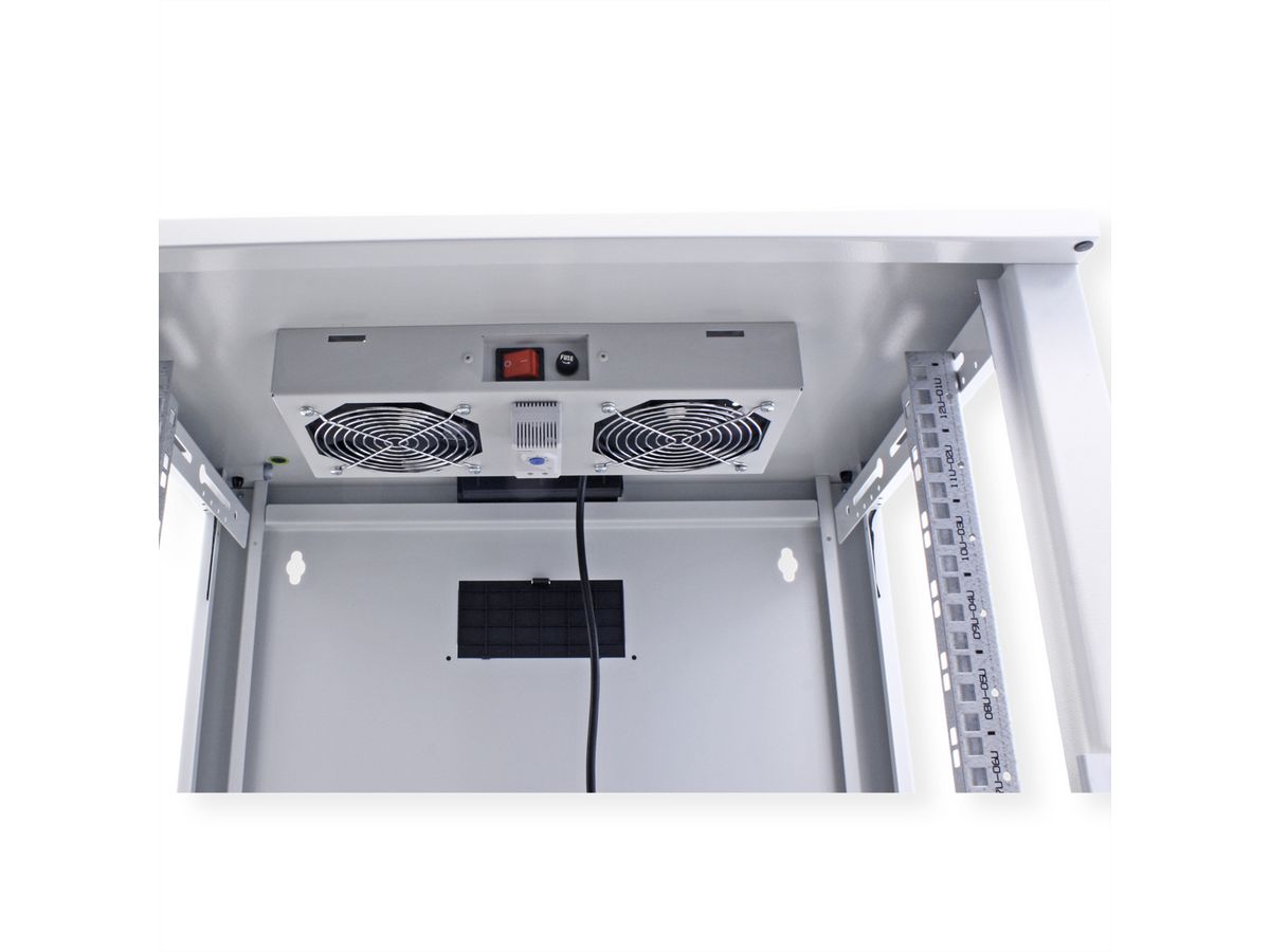 ROLINE Unité de ventilation - 2 ventilateurs, thermostat , pour Boîtier mural 19", gris
