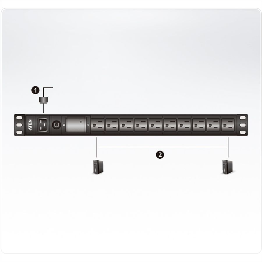 ATEN PE0209SG PDU de base 1U, 8x C13 1x C19 16A