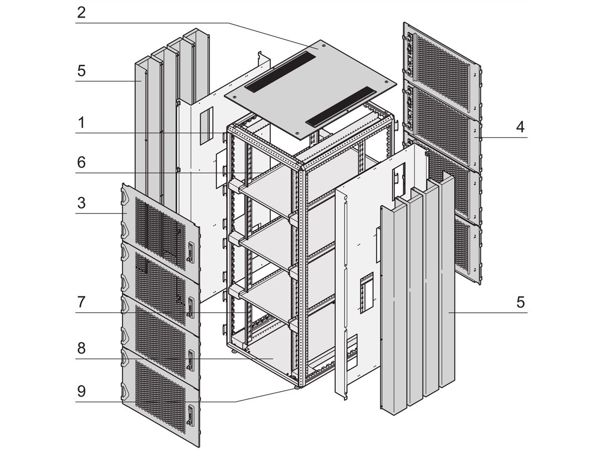 SCHROFF Varistar Colocation Cabinet, RAL 7021, 2 compartiments, 42 U, 2000H, 800W, 1200D