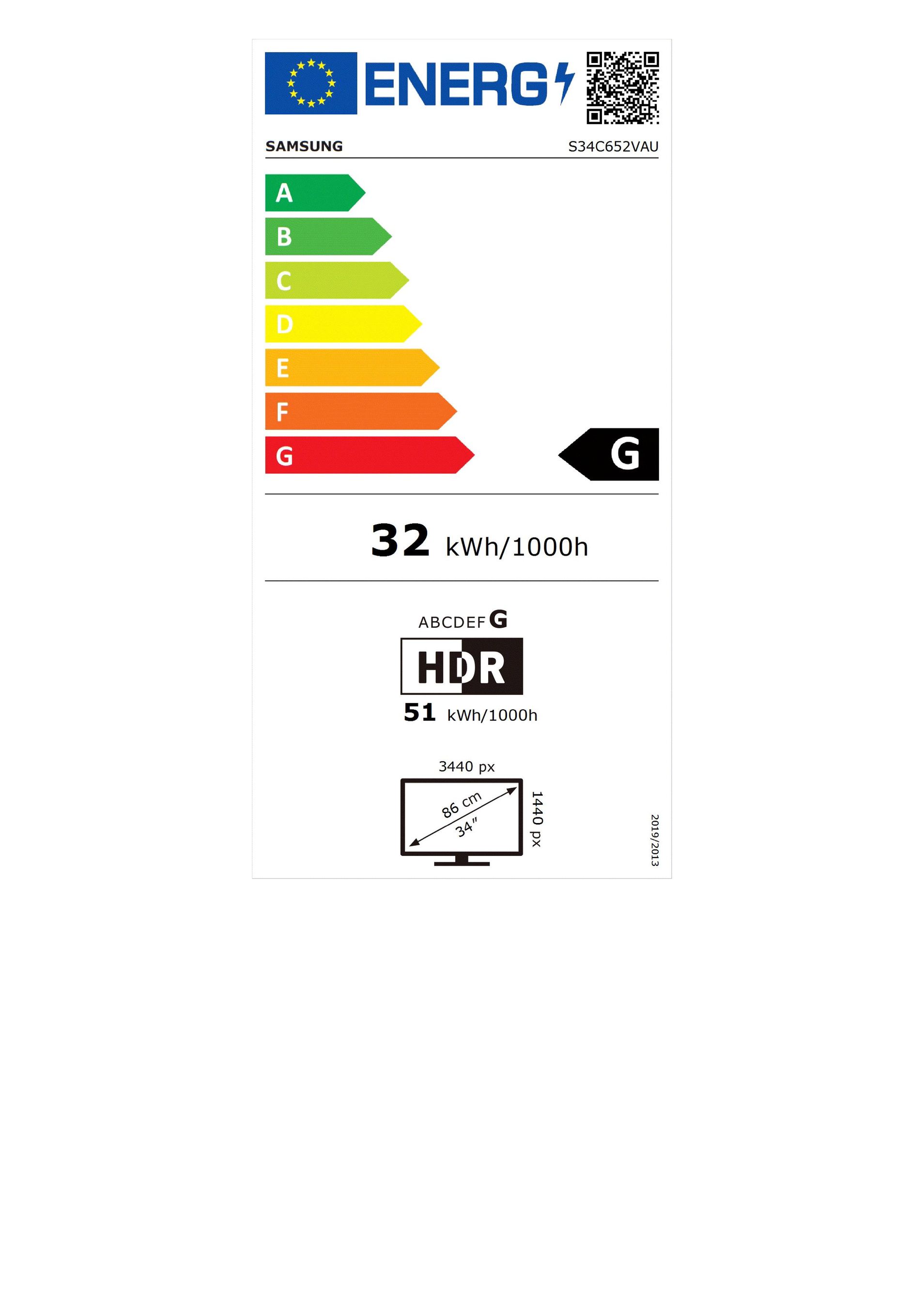 Samsung S65VC écran plat de PC 86,4 cm (34") 3440 x 1440 pixels UltraWide Quad HD LCD Noir