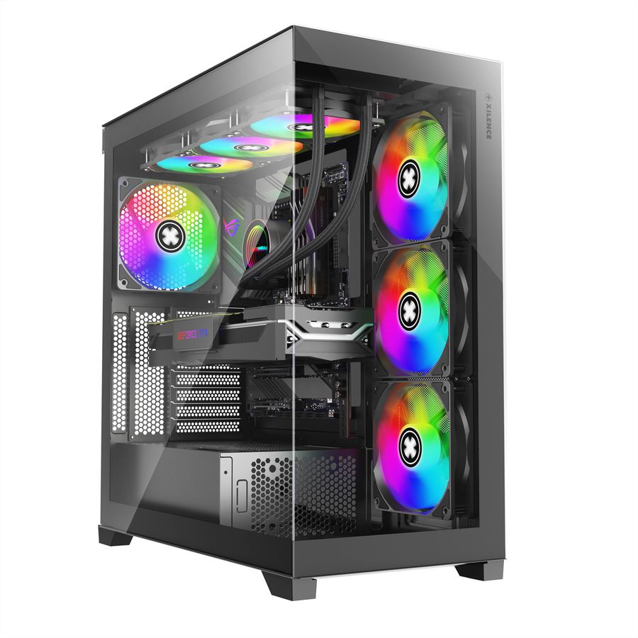 XILENCE Xilent Gleam X818.ARGB Gaming ATX PC noir, Tour RGB ATX Midi