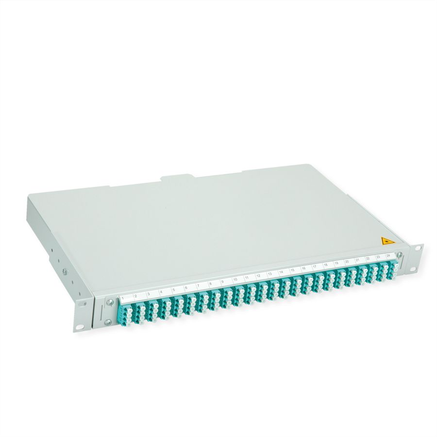 TELEGÄRTNER BASIS V Panneau fibre optique avec coupleurs & Pigtails , 24x LC Quad, turquoise, OM3
