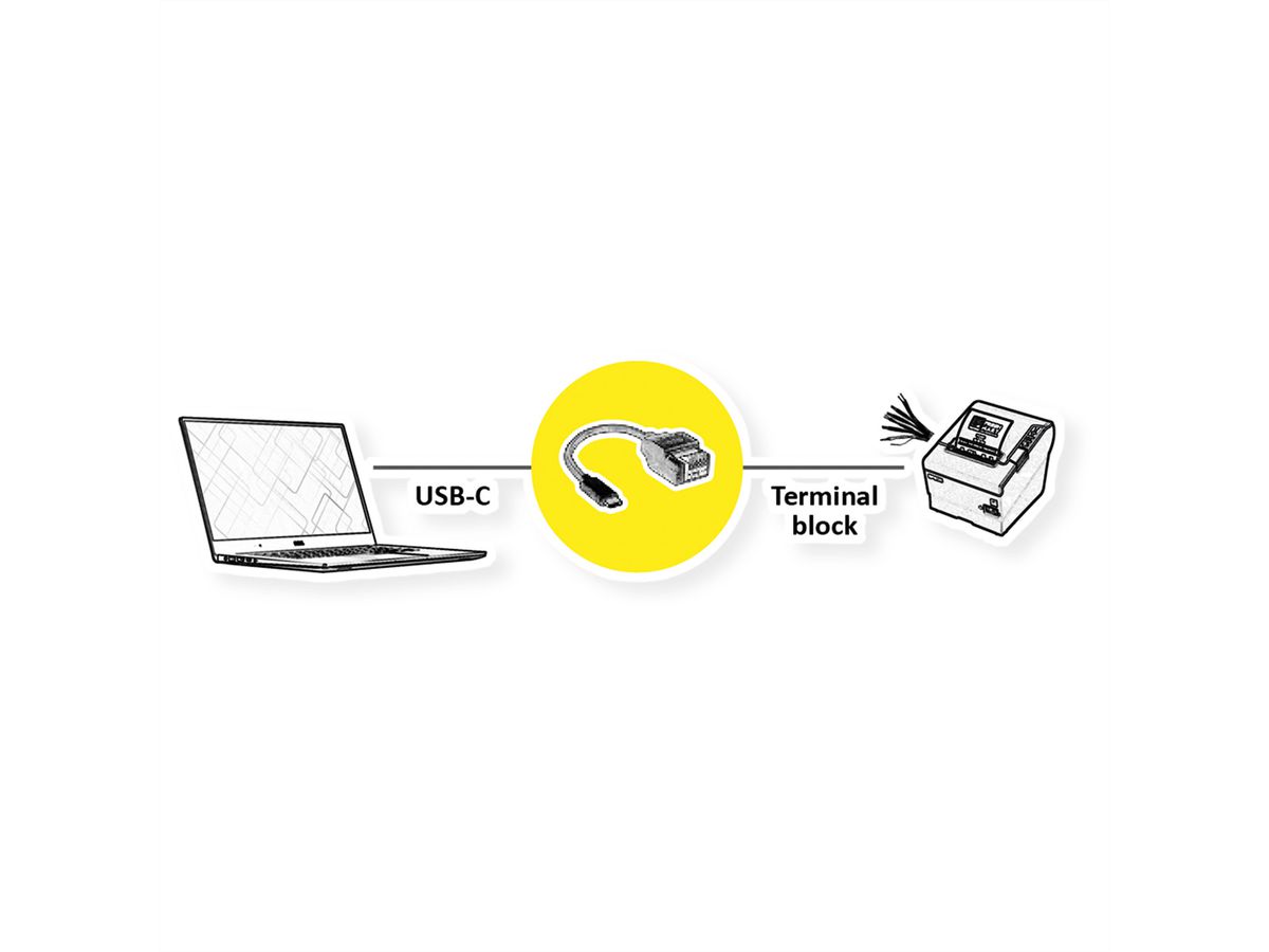 ROLINE Câble adaptateur USB type-C vers adaptateur de bornier à 5 broches