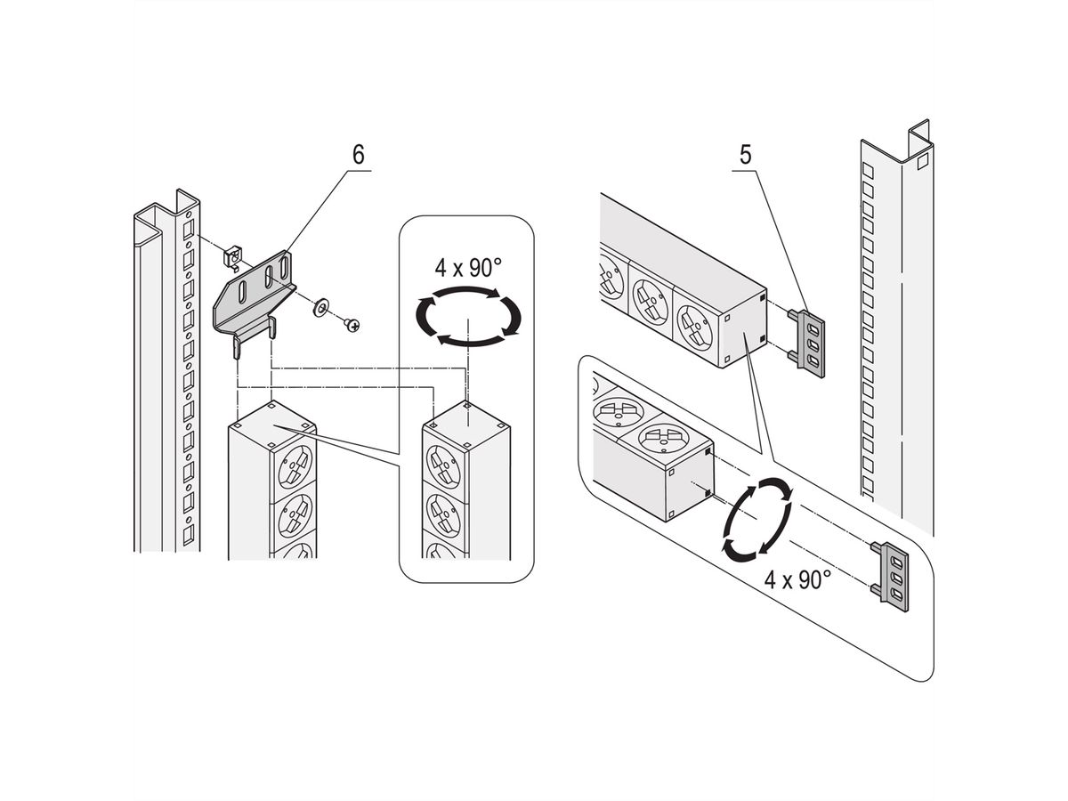 Bâti de prises SCHROFF, IEC C19, 32 A, Fiche IEC 60309, 12x IEC C19, Fusible 2x16 A