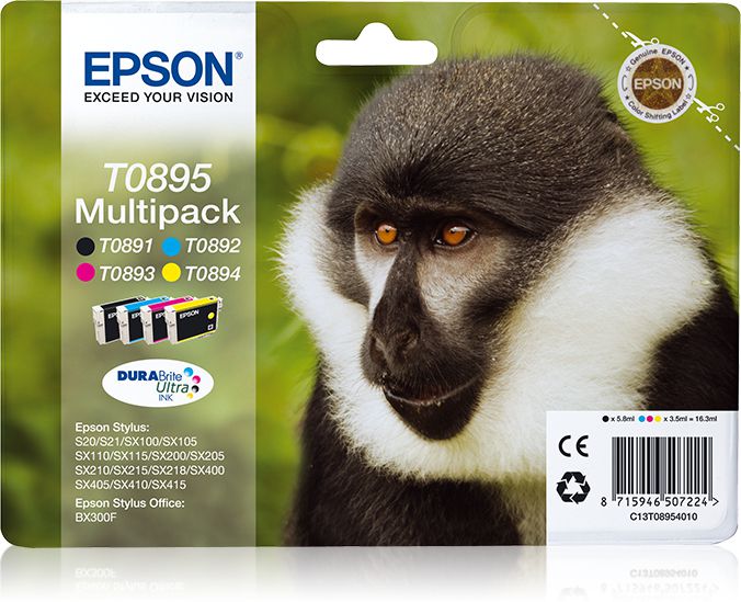 Epson Monkey Multipack "Singe" 4 couleurs - Encre DURABrite Ultra noire, cyan, magenta, jaune