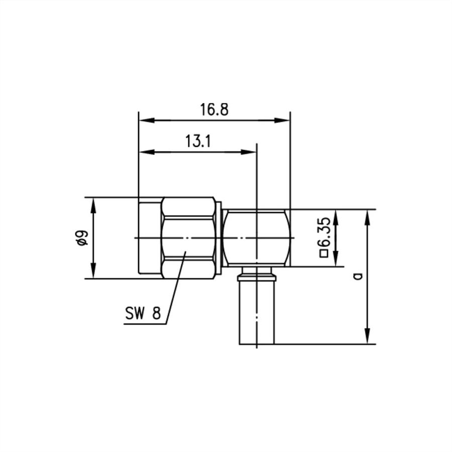 TELEGÄRTNER Connecteur coudé SMA , G8 pour RG-316, sertissage