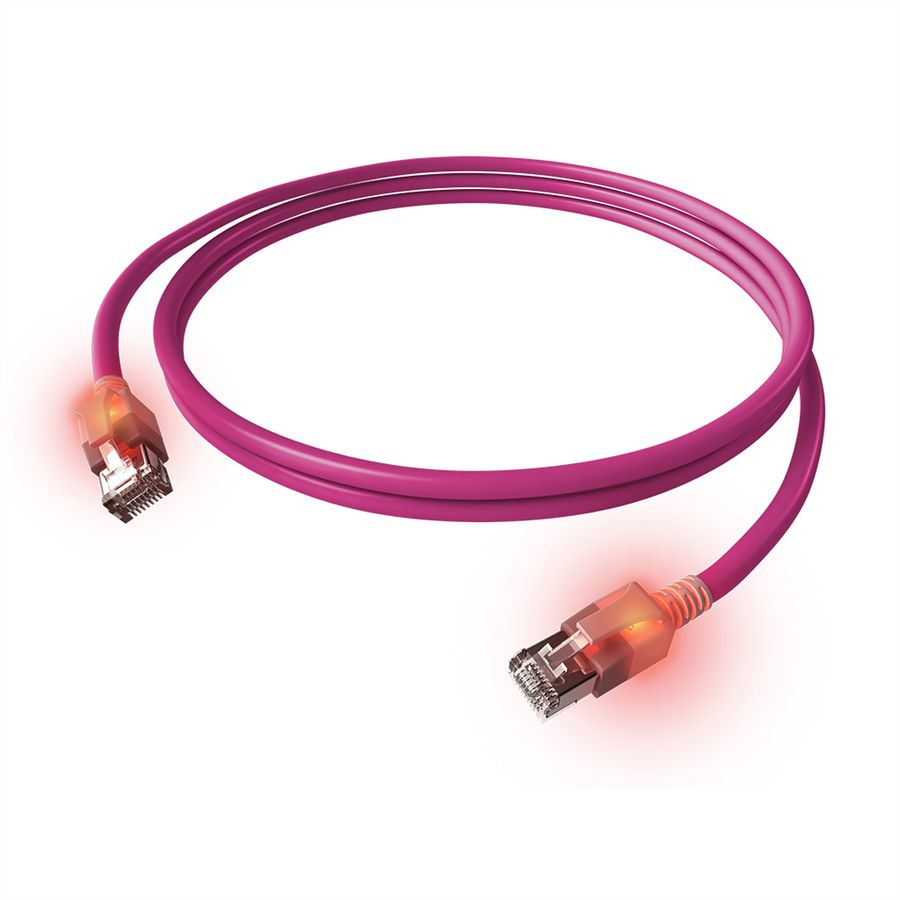 Cordon EasyLan DualBoot® LED Cat.6A (Classe EA) S/FTP, LSOH, violet, 7,5 m