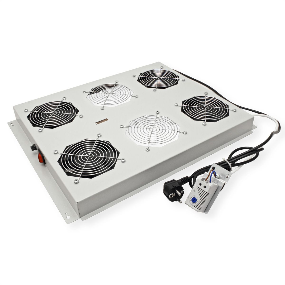 ROLINE 19" Unité de ventilation de toit, 4 ventilateurs, Thermostat pour baie serveur, grise