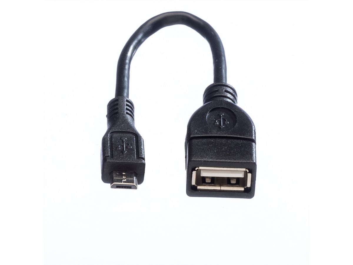 VALUE Câble USB 2.0, USB A femellle - Micro USB B mâle, OTG, 0,15 m