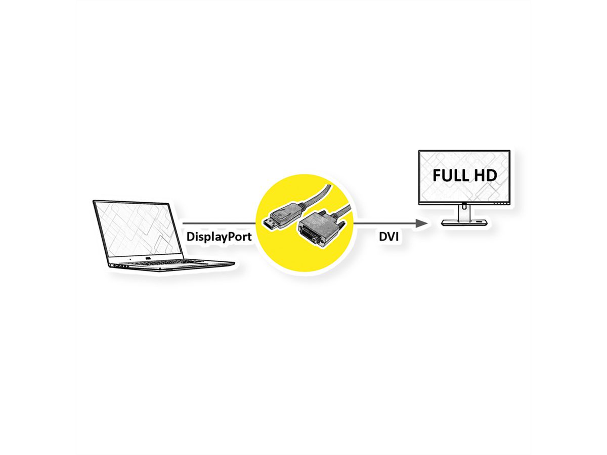 VALUE Câble DisplayPort DP M - DVI(24+1) M, LSOH, noir, 5 m